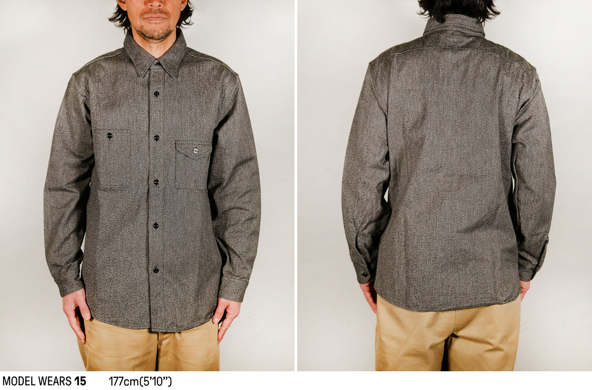 8HU CIGARETTE POCKET MOCK-TWIST CHAMBRAY WORK SHIRT Fit Guide