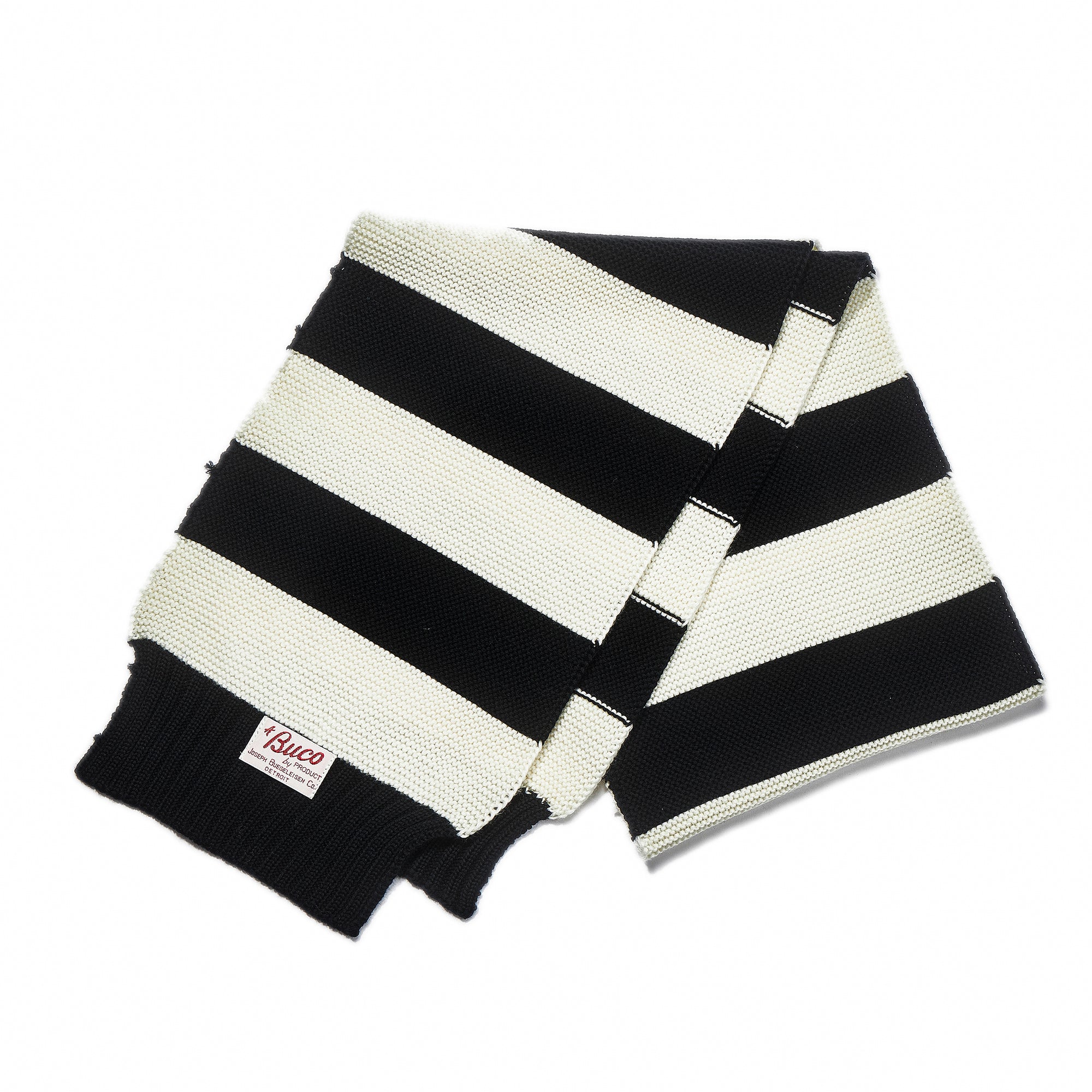 BUCO STRIPED WOOL KNIT SCARF