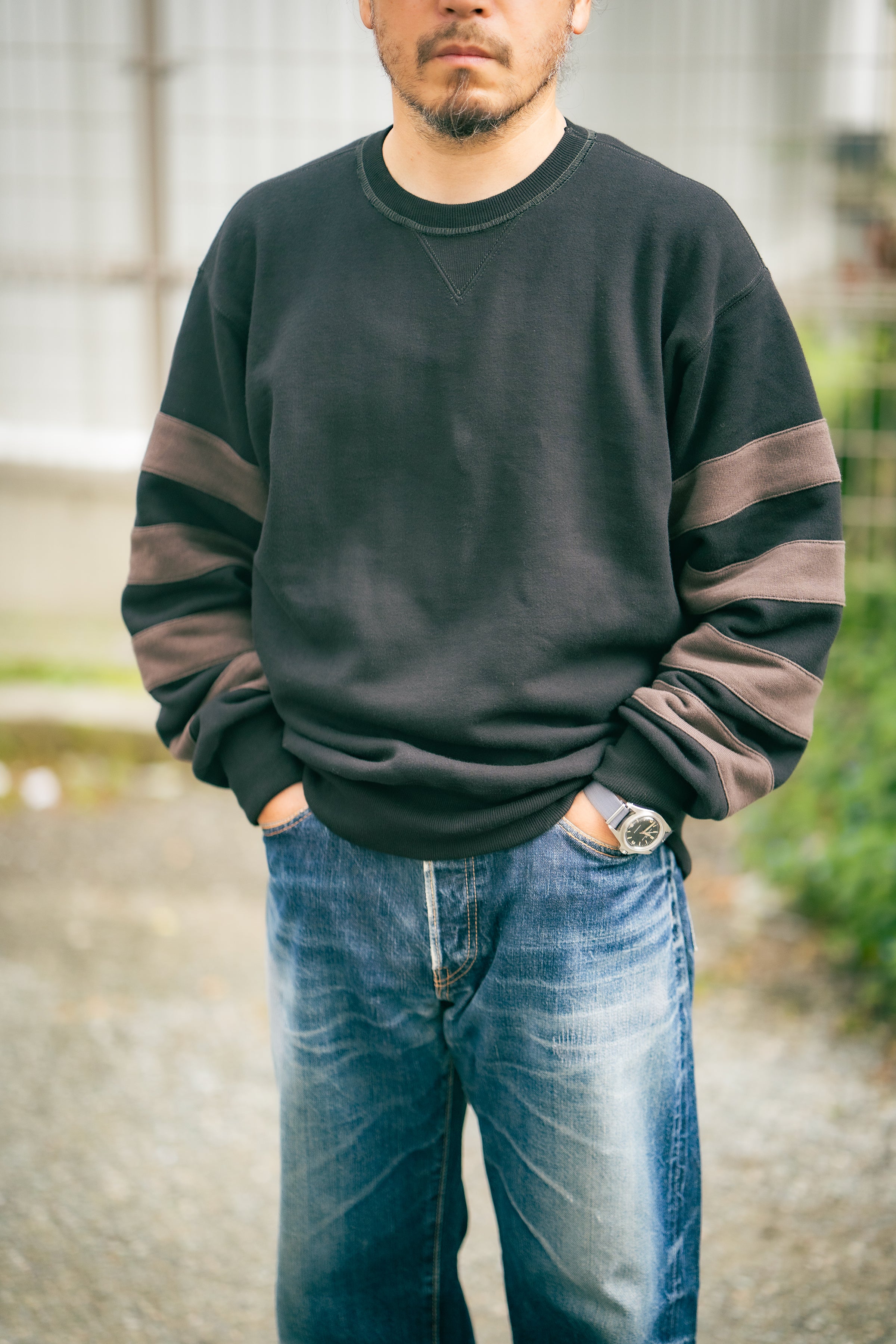BUCO STRIPED-SLEEVE SWEATSHIRT – The Real McCoy's