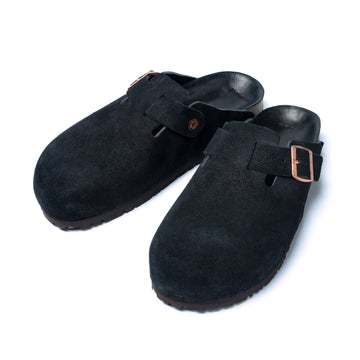 MA23012 LEATHER FOOT-SUPPORT CLOGS - BLACK