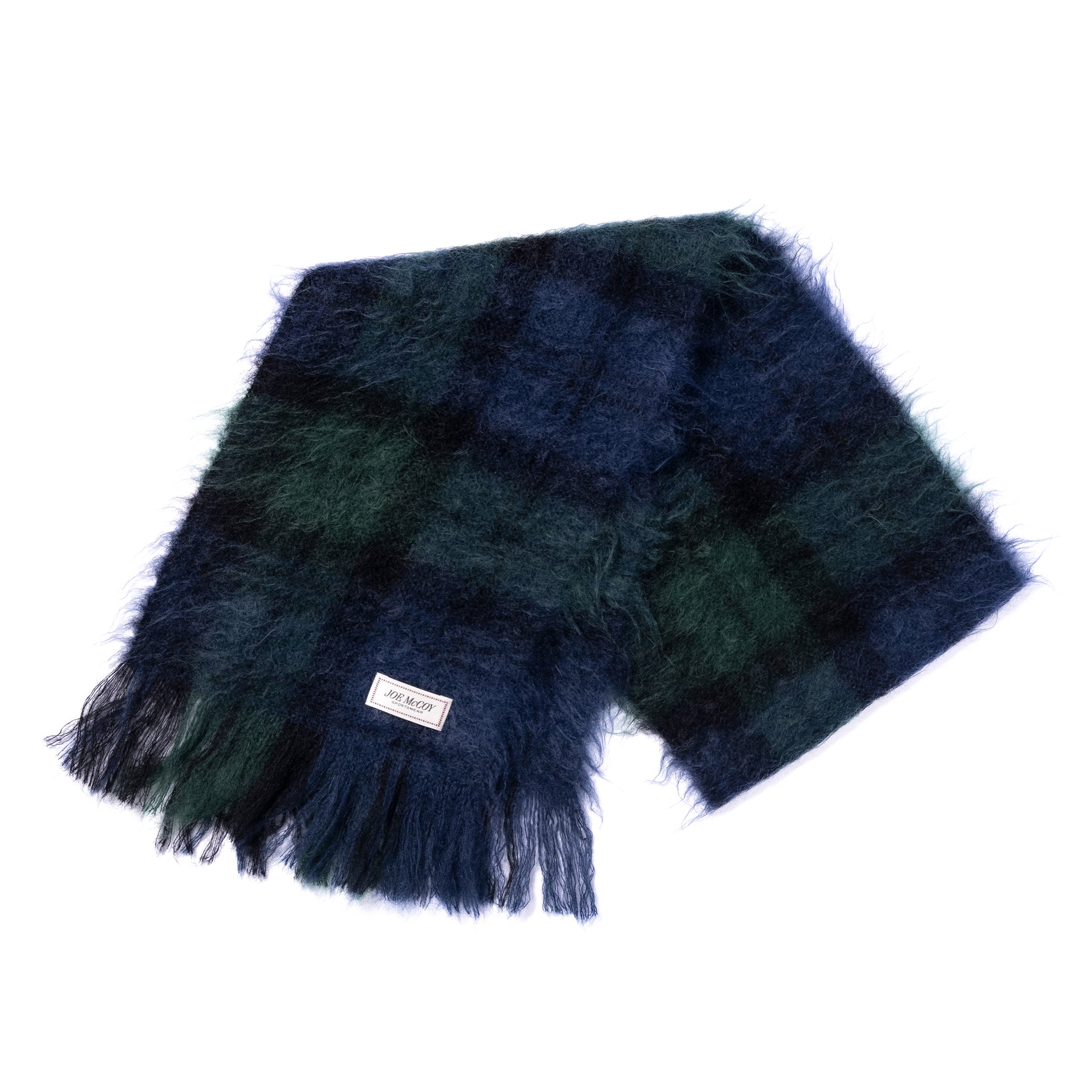 PLAID PATTERN MOHAIR SCARF