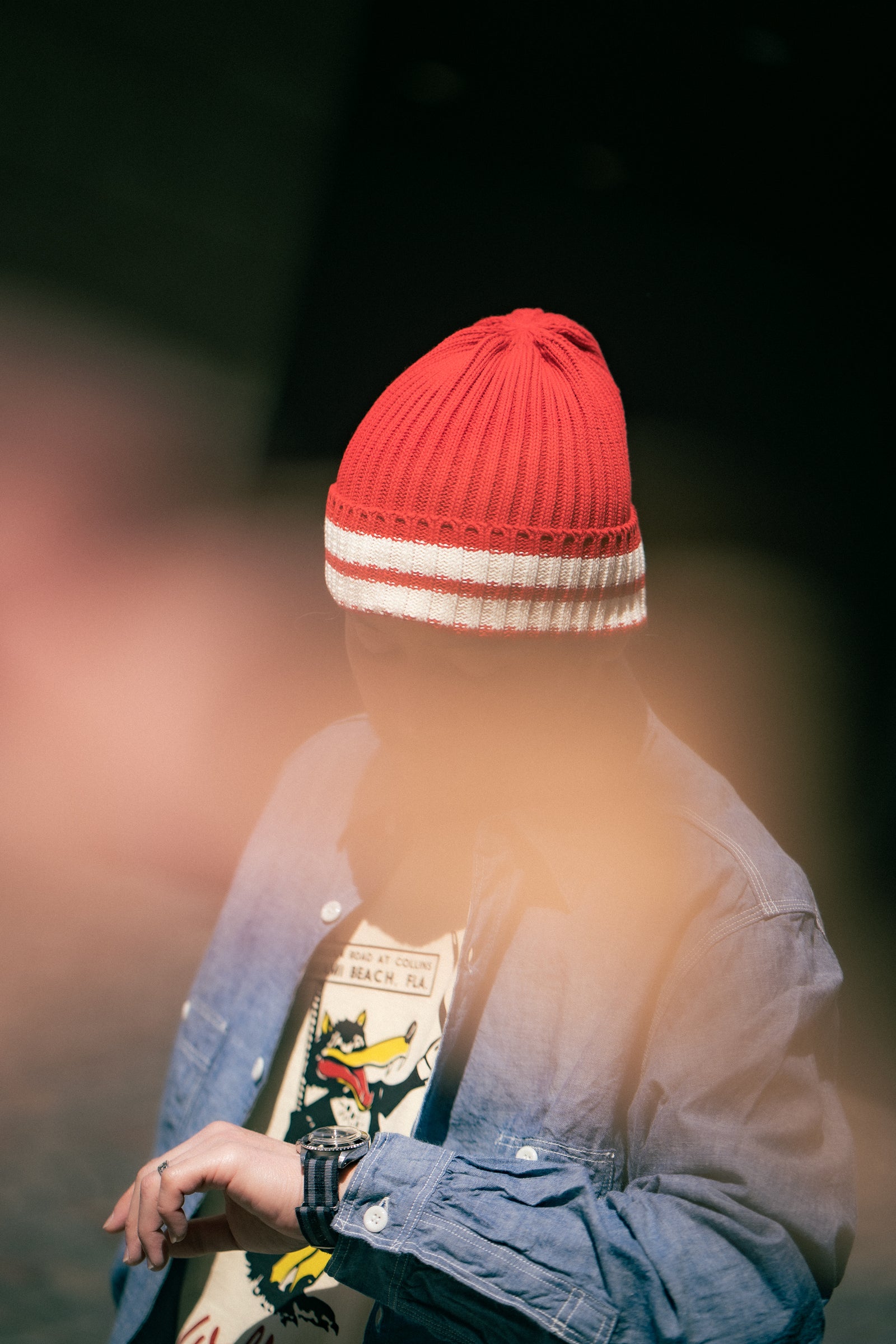 STRIPED COTTON KNIT CAP Gallery Image 1