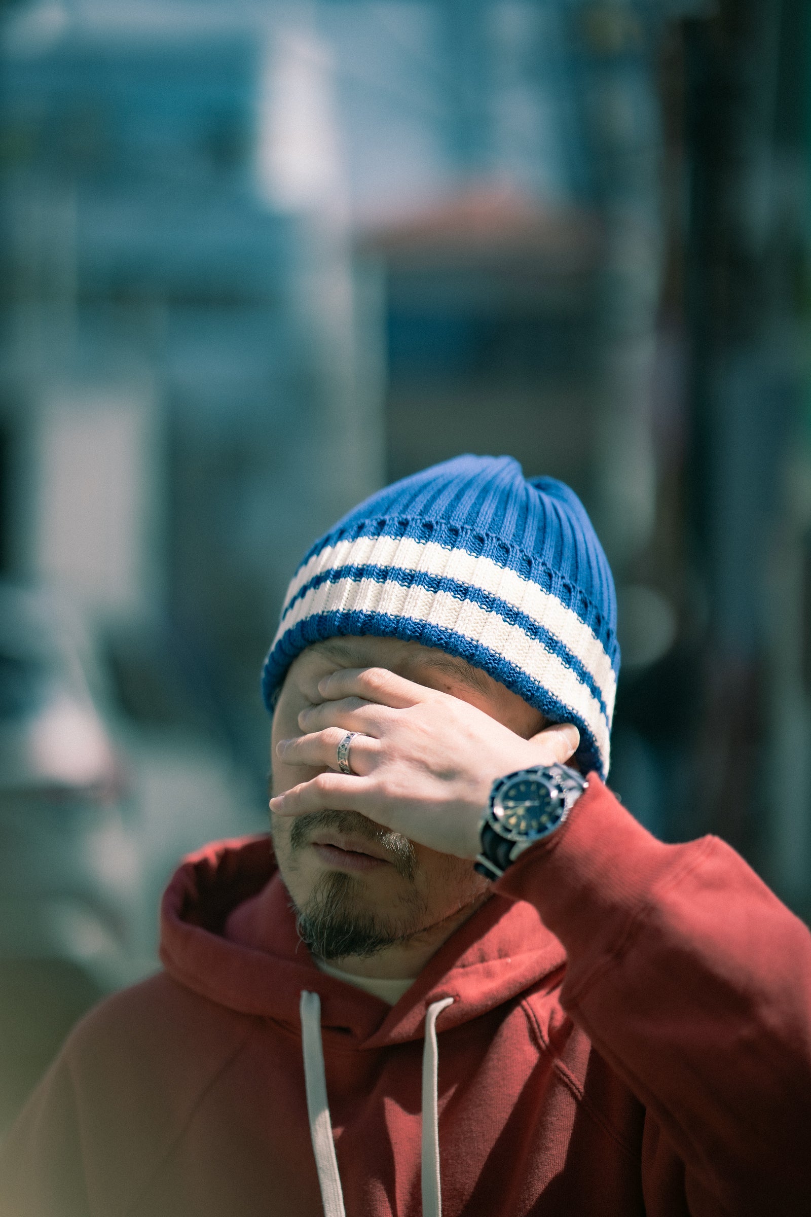 STRIPED COTTON KNIT CAP Gallery Image