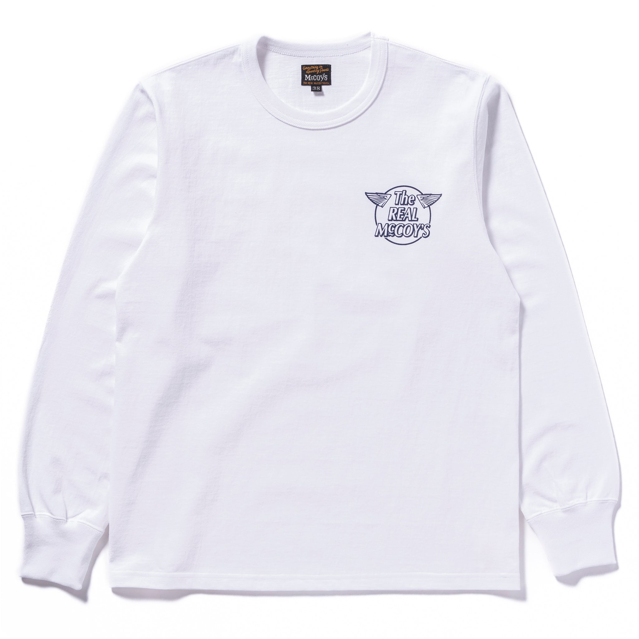 THE REAL McCOY'S LOGO TEE L/S ‘WHITE LOGO’