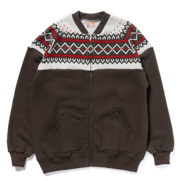 PRINTED SNOW PATTERN F/Z SWEATSHIRT