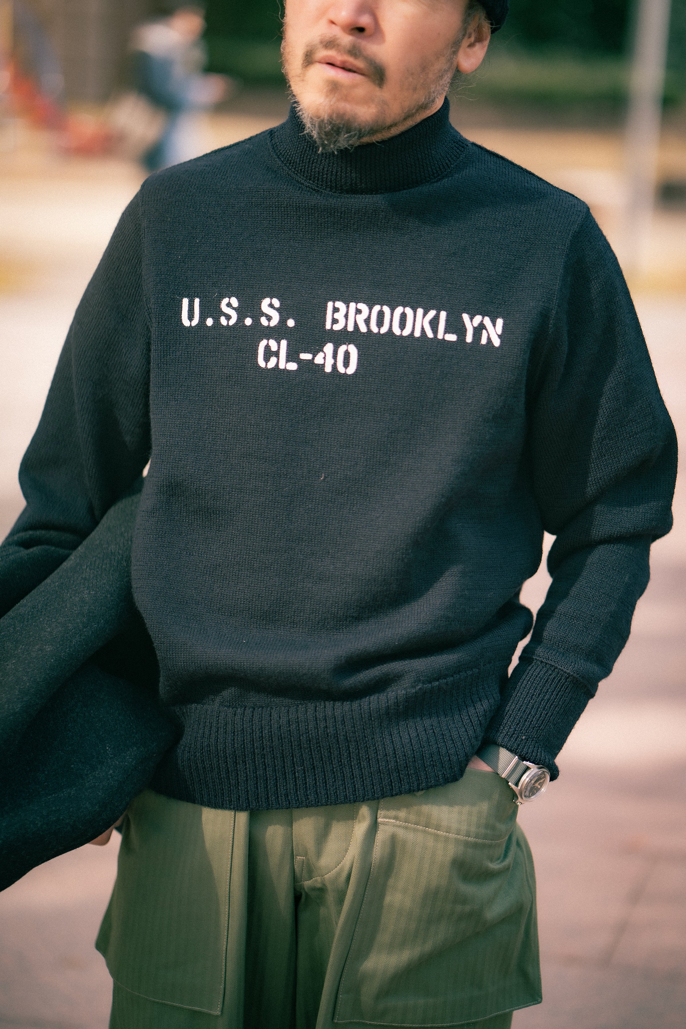 U.S.N. BLUE WOOL JERSEY / U.S.S. BROOKLYN – The Real McCoy's