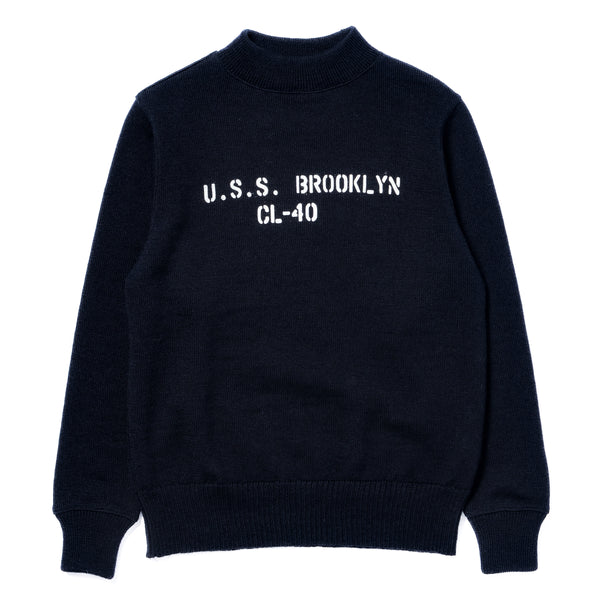 US空軍士官セーター U.S.N. BLUE WOOL JERSEY / U.S.S. BROOKLYN – The Real McCoy's