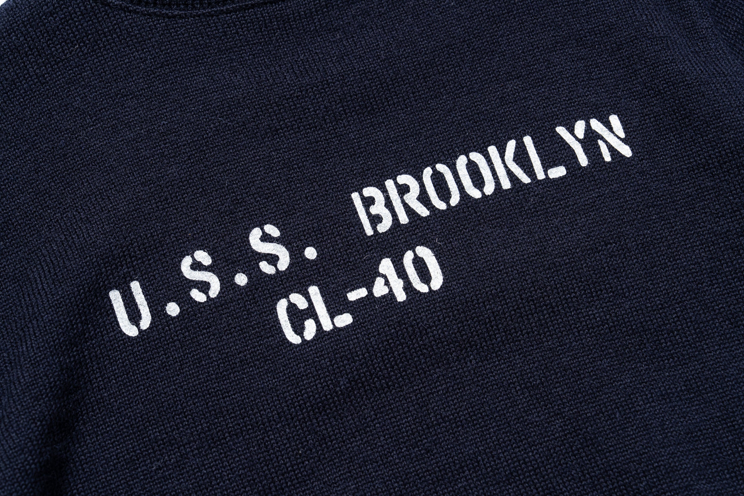 U.S.N. BLUE WOOL JERSEY / U.S.S. BROOKLYN – The Real McCoy's