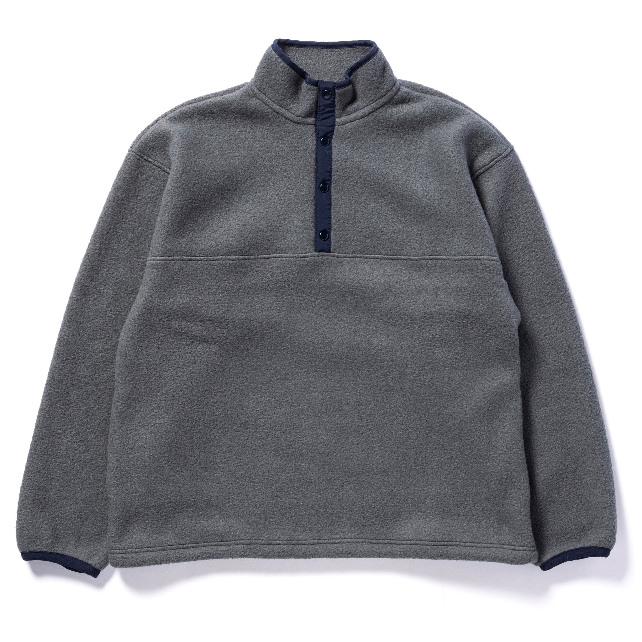 SNAP FRONT PULL-OVER FLEECE - GRAY / S