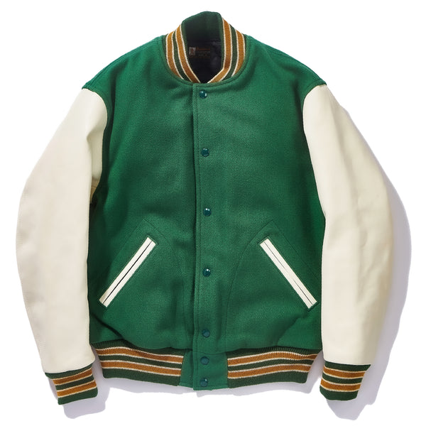 Varsity Baseball Letterman Bomber School Collage Kelly Green Wool and  Genuine White Leather Sleeves Zipper Jacket (XXS, Kelly Greeen) at Amazon  Men's Clothing store