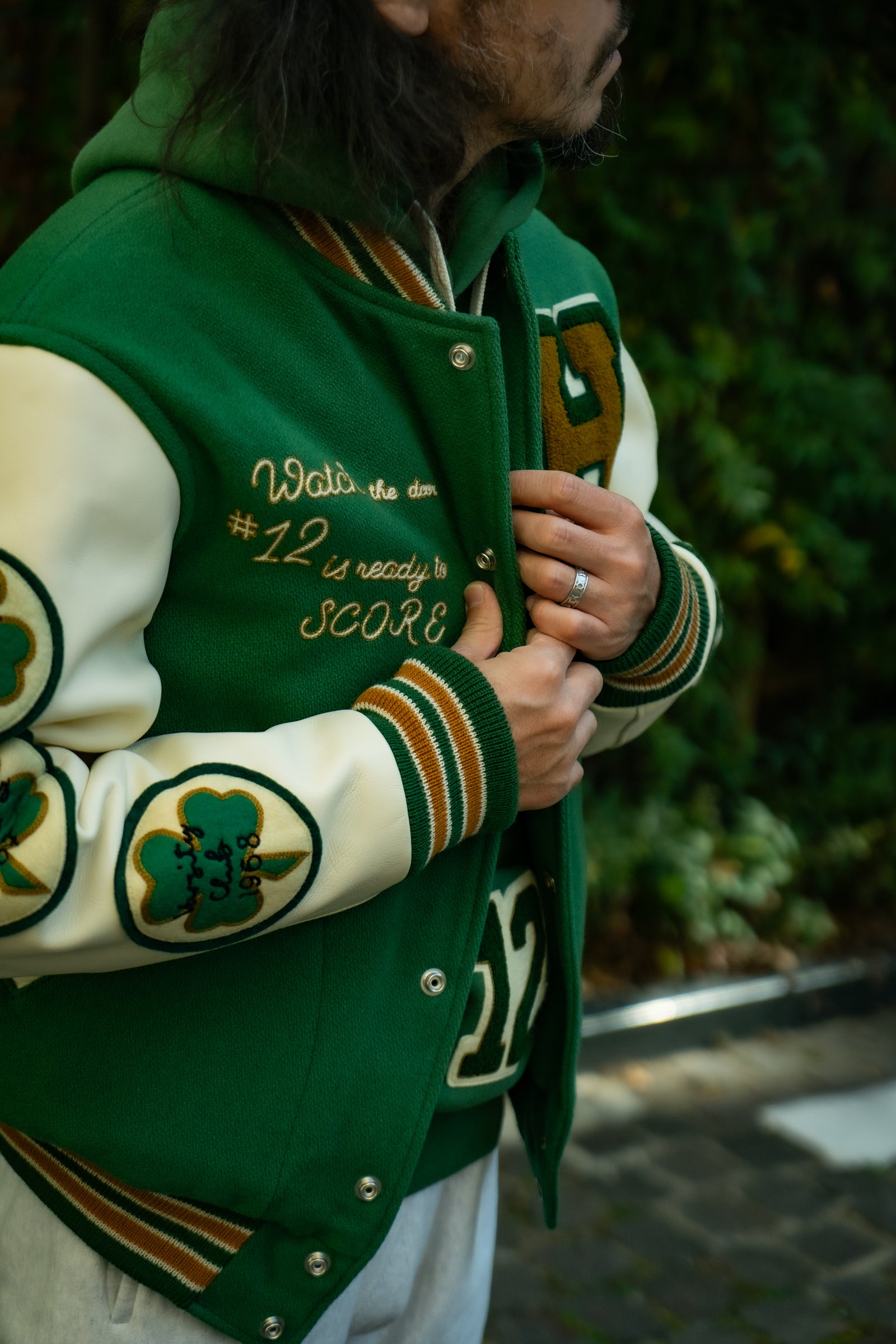 WOOL VARSITY JACKET / SHAMROCKS Gallery Image 7