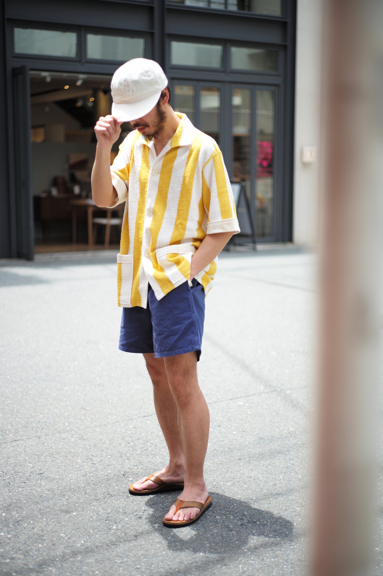 COTTON DRILL SWIM SHORTS (OVER-DYED) Gallery Image 1