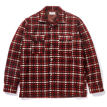 WOOL STRIPE OPEN-COLLAR SHIRT