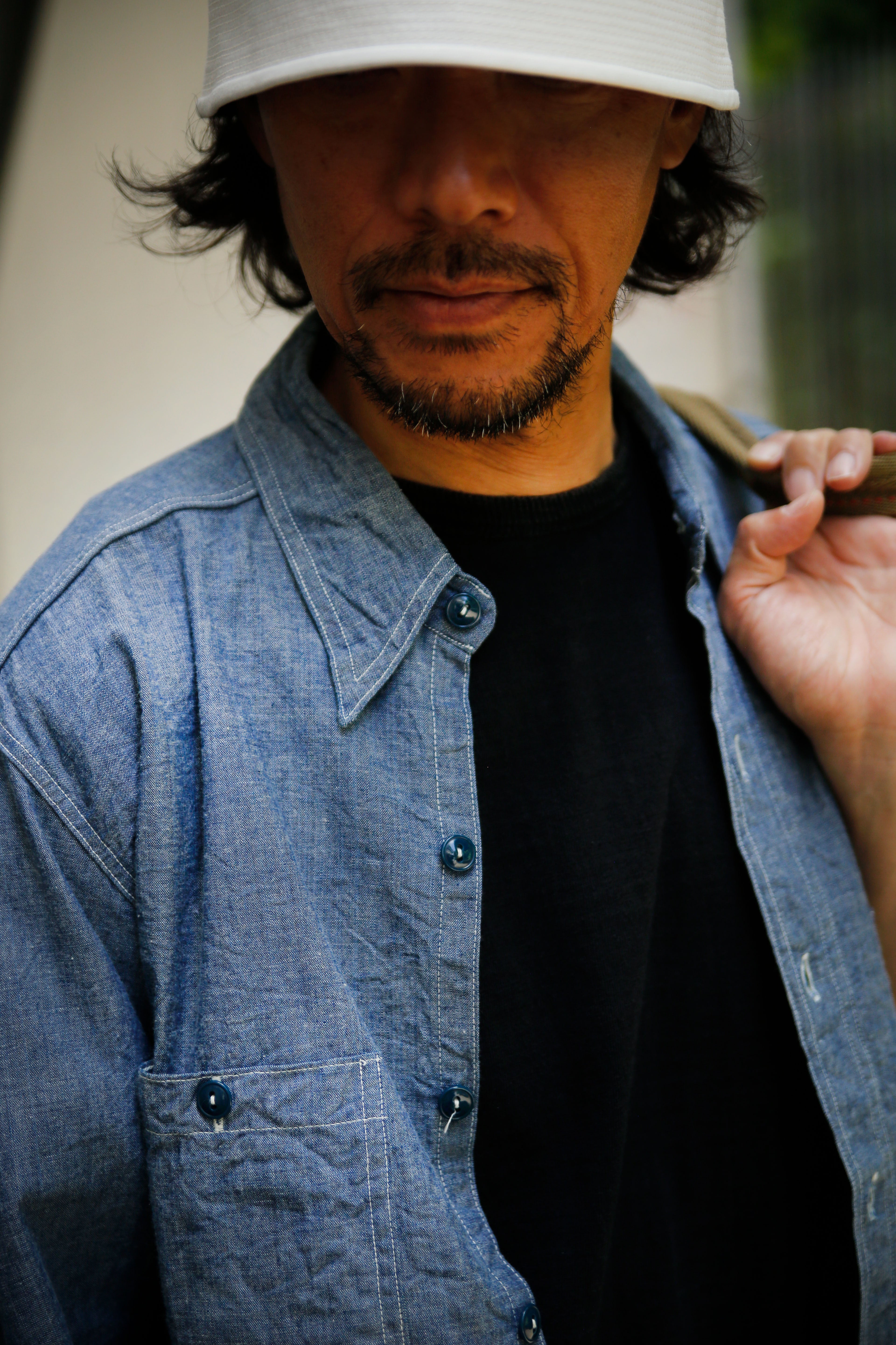 GOLD VAT DYE CHAMBRAY navy set up サイズL GOLD VAT DYE CHAMBRAY navy set up サイズL