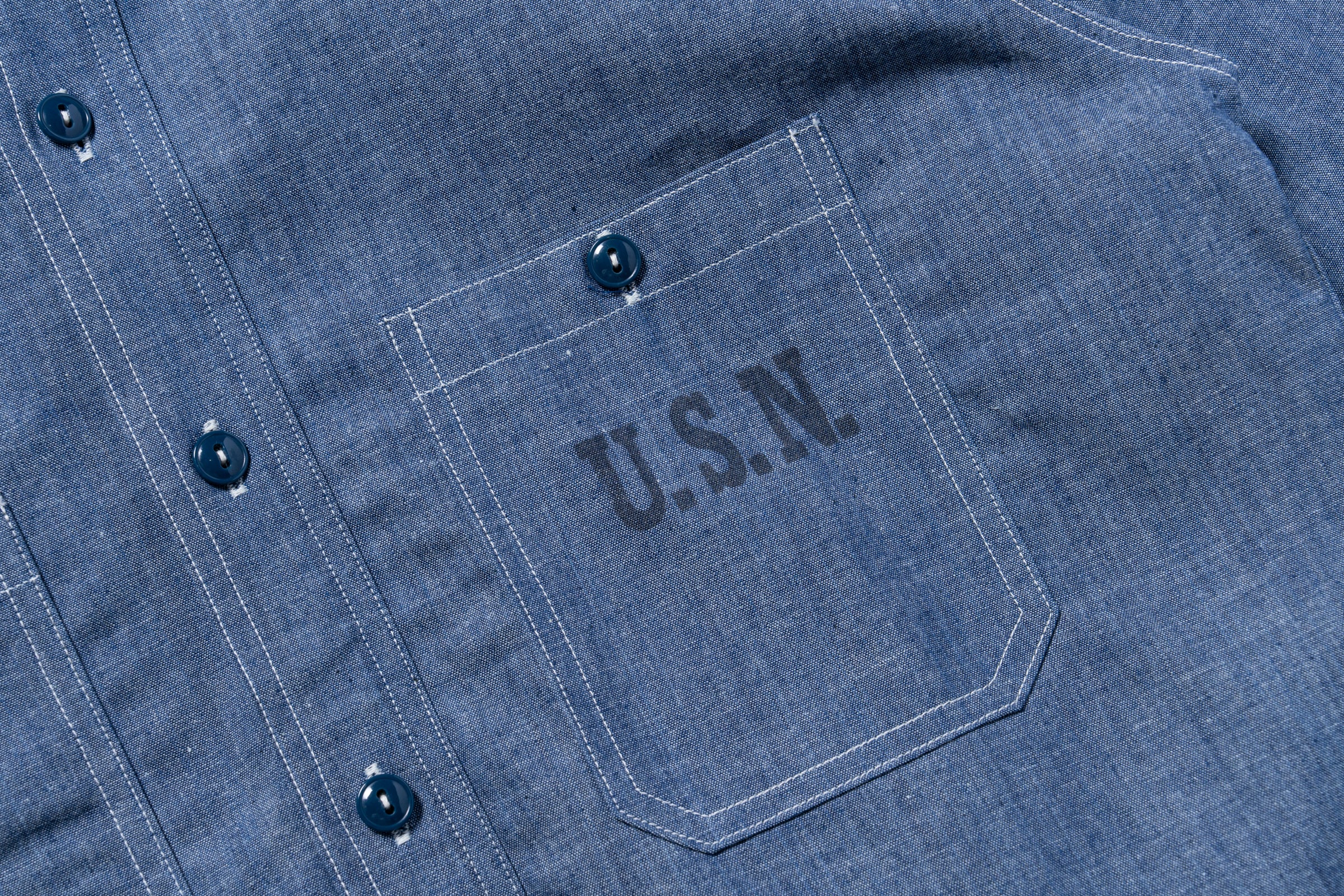 U.S. NAVY CHAMBRAY SHIRT L/S (MODIFY) / USN – The Real McCoy's