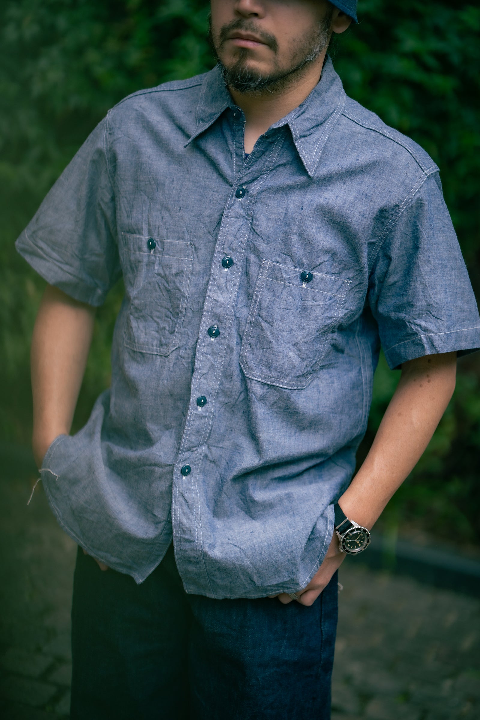 U.S. NAVY CHAMBRAY SHIRT S/S (MODIFY) Gallery Image 3