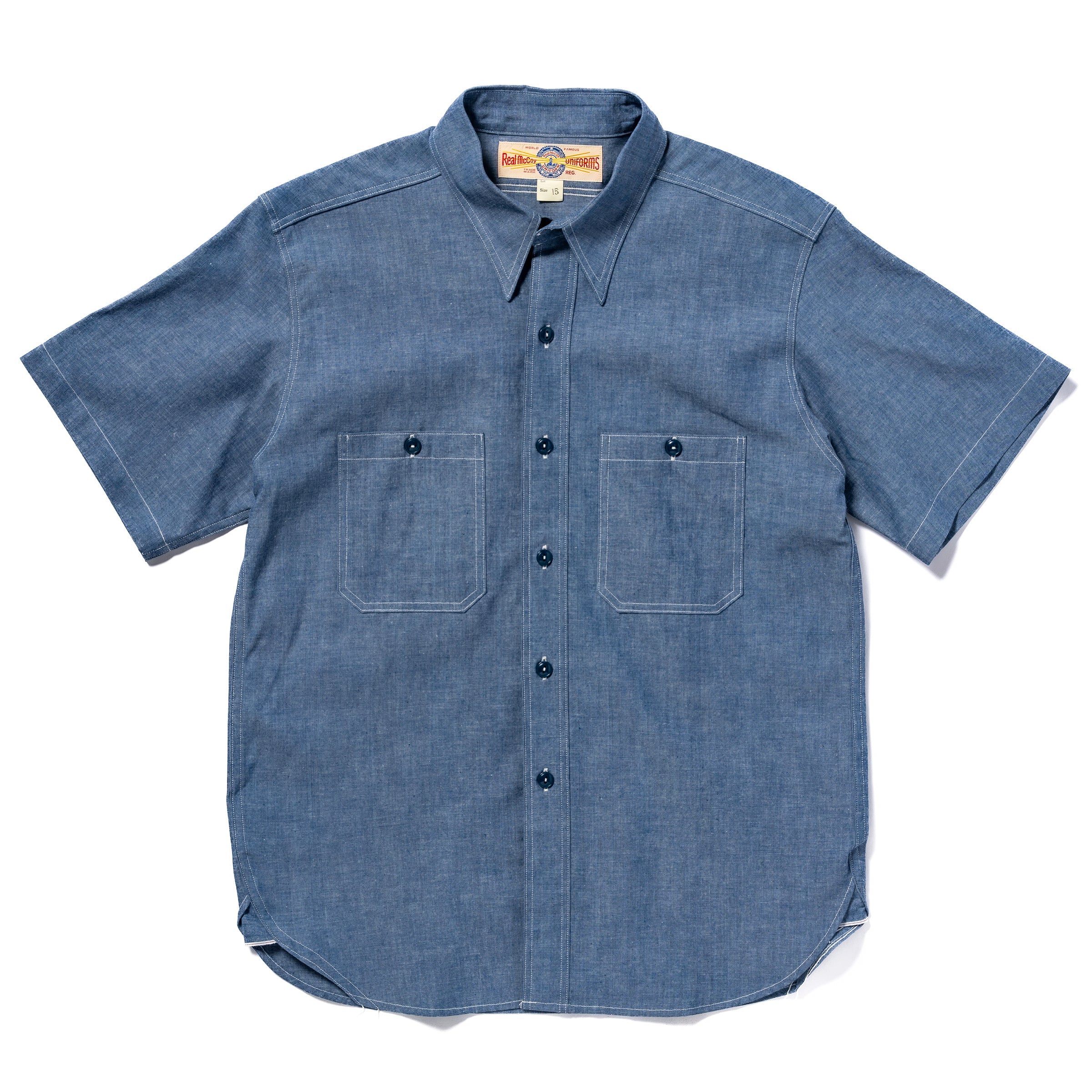 U.S. NAVY CHAMBRAY SHIRT S/S (MODIFY) – The Real McCoy's