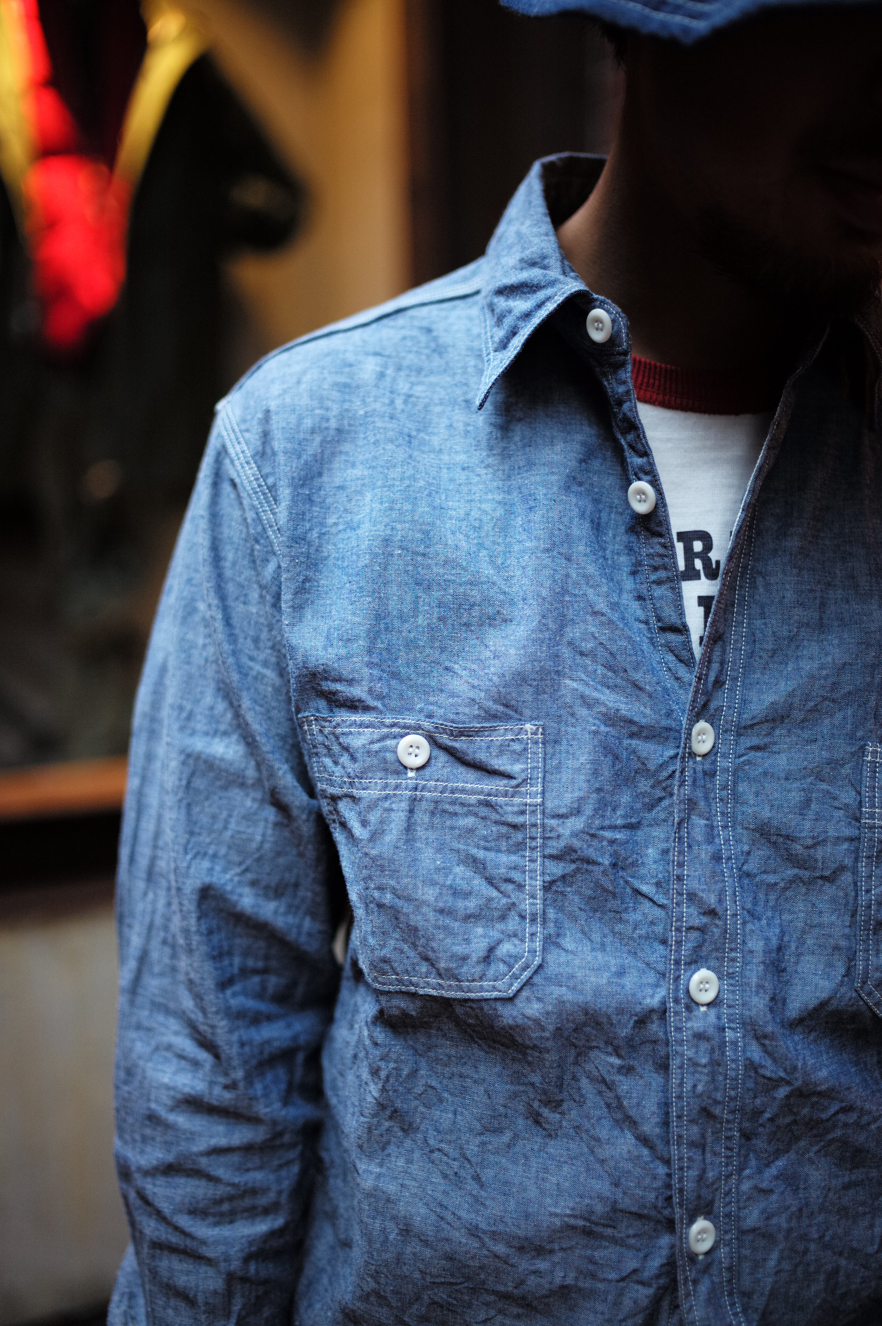 8HU CHAMBRAY SERVICEMAN WORK SHIRT – The Real McCoy's