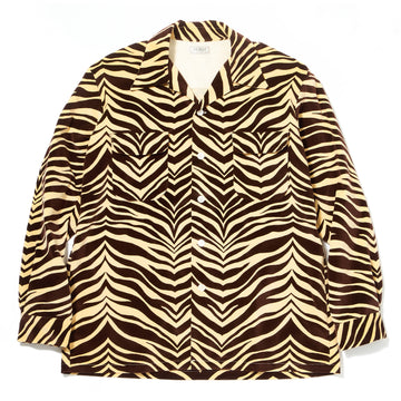 PRINTED VELOUR OPEN-COLLAR SHIRT / ZEBRA
