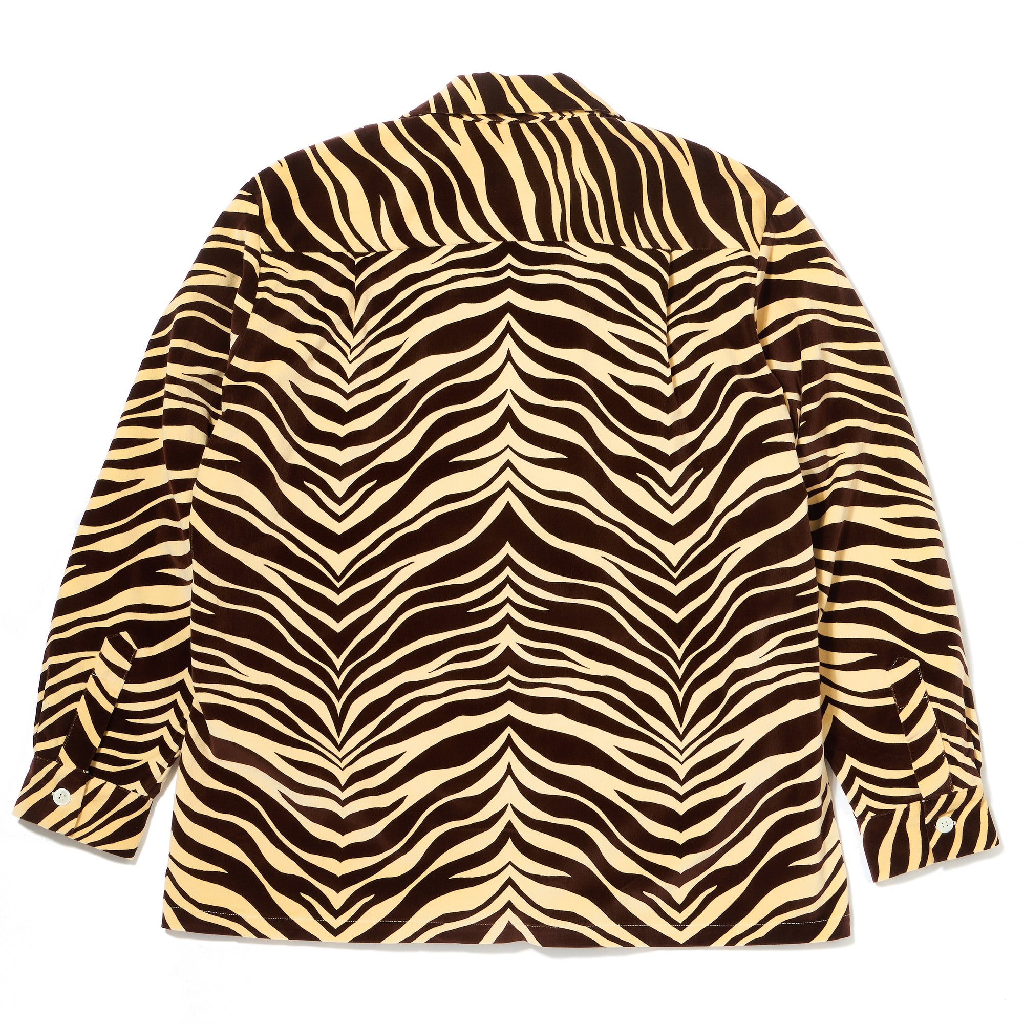 PRINTED VELOUR OPEN-COLLAR SHIRT / ZEBRA
