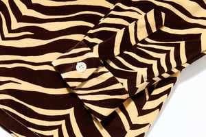PRINTED VELOUR OPEN-COLLAR SHIRT / ZEBRA