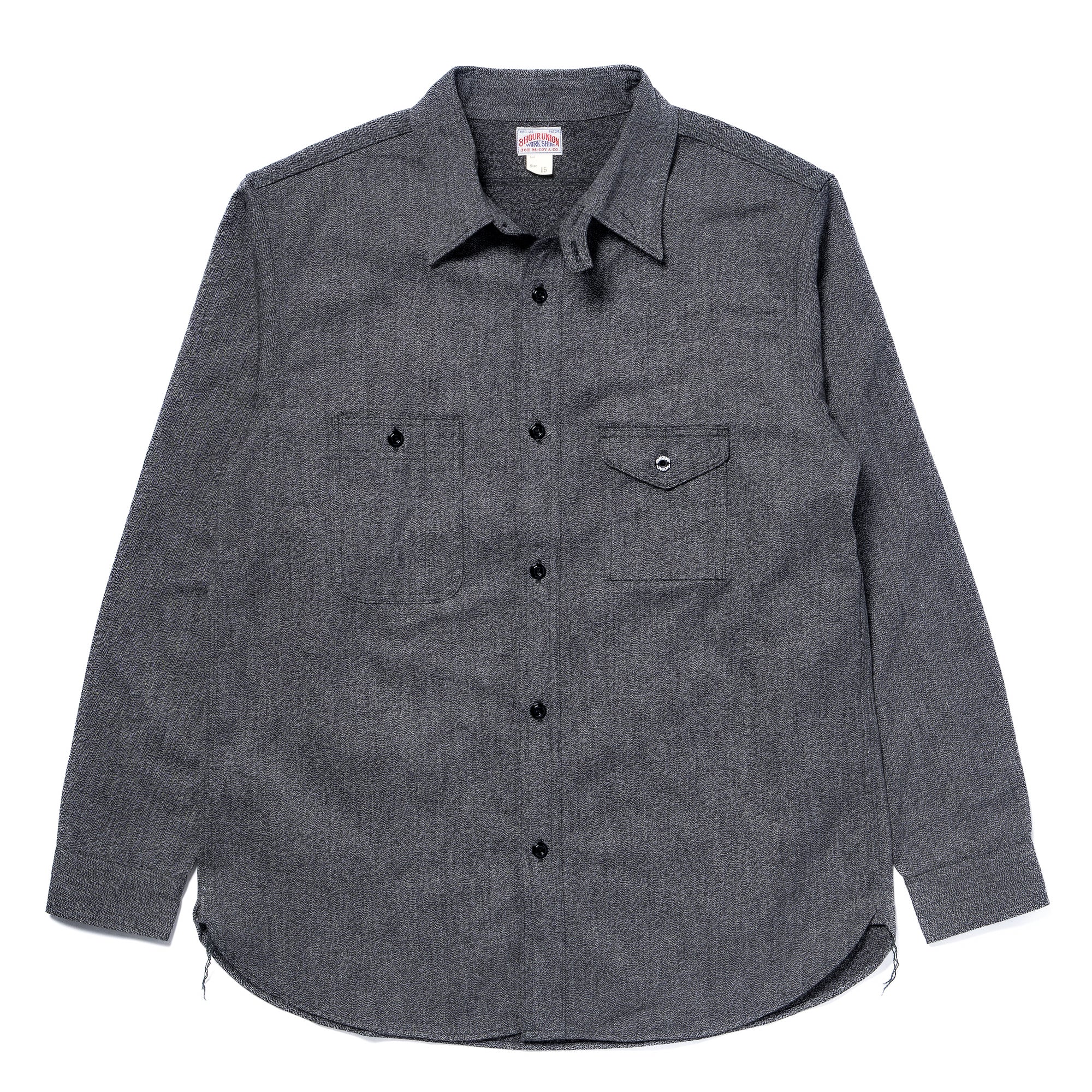 8HU CIGARETTE POCKET MOCK-TWIST CHAMBRAY WORK SHIRT