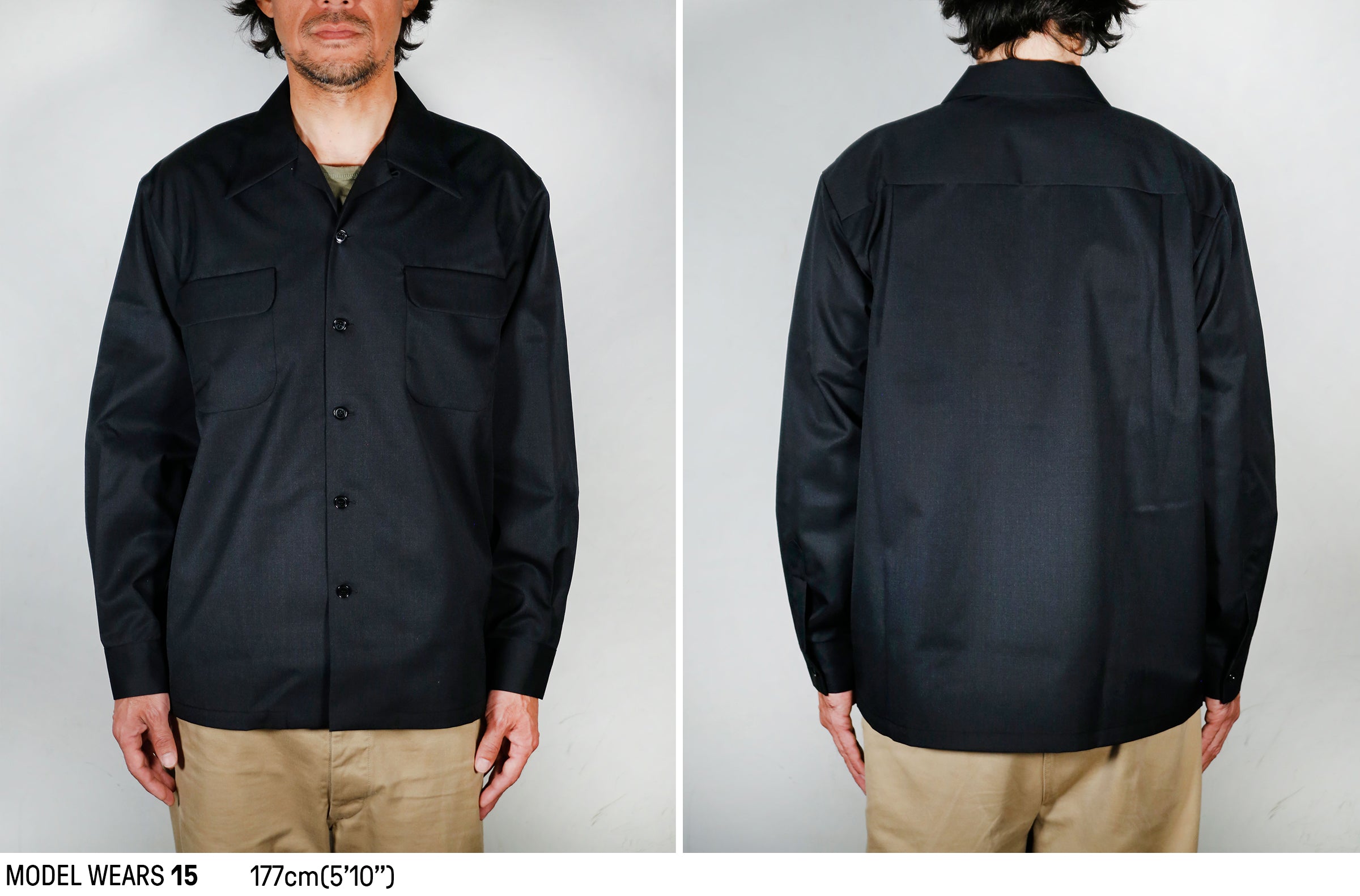 USED TENDERLOIN Wool Open Collar Shirts Black テンダーロイン