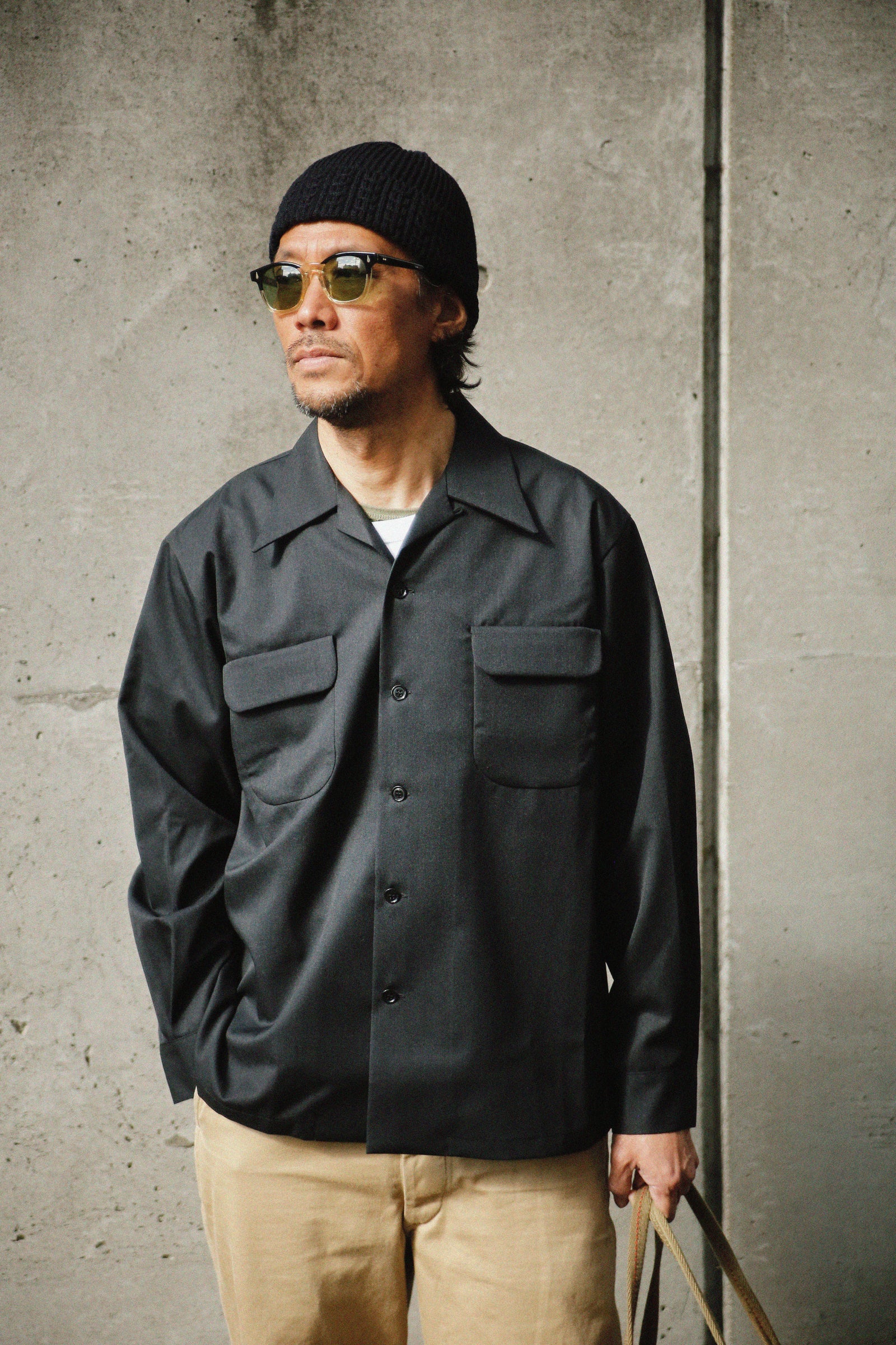 OPEN-COLLAR WOOL SHIRT Gallery Image 1