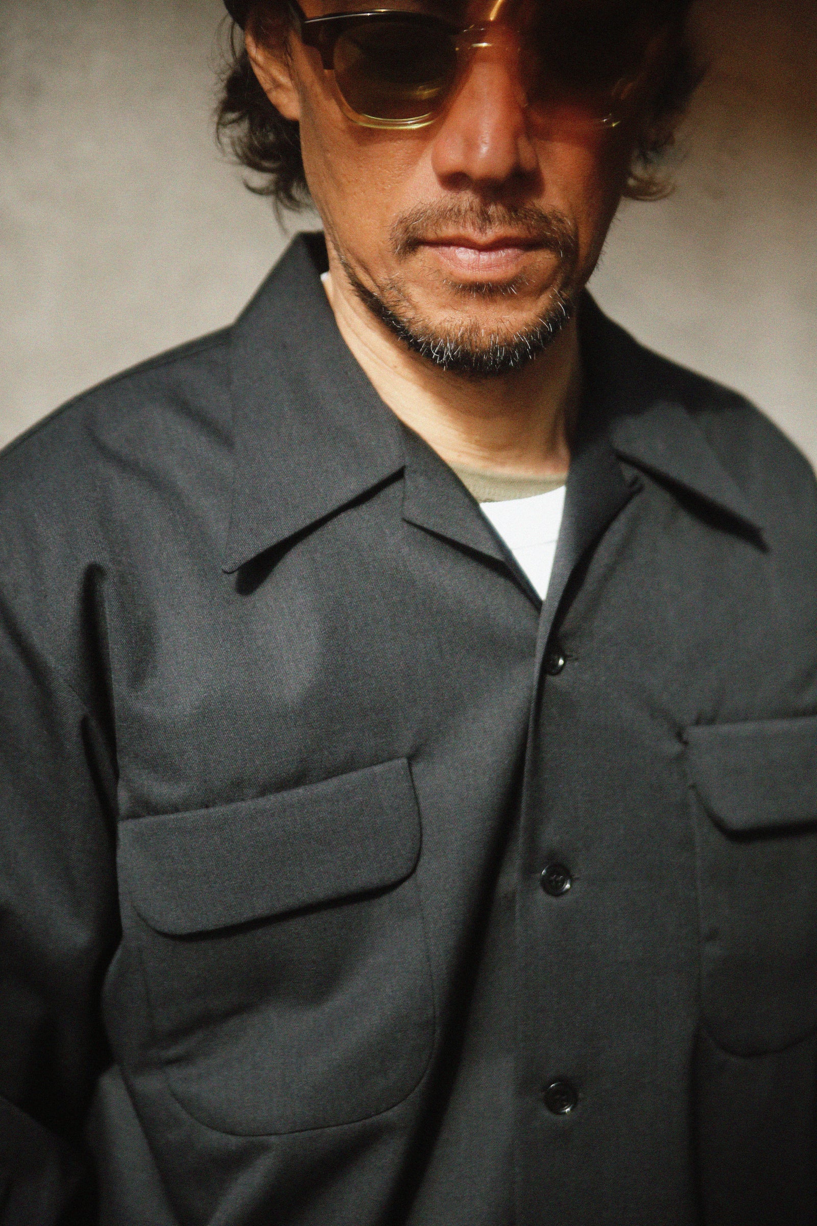 OPEN-COLLAR WOOL SHIRT Gallery Image