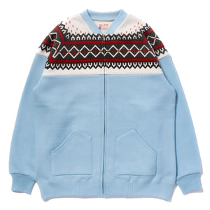 PRINTED SNOW PATTERN F/Z SWEATSHIRT