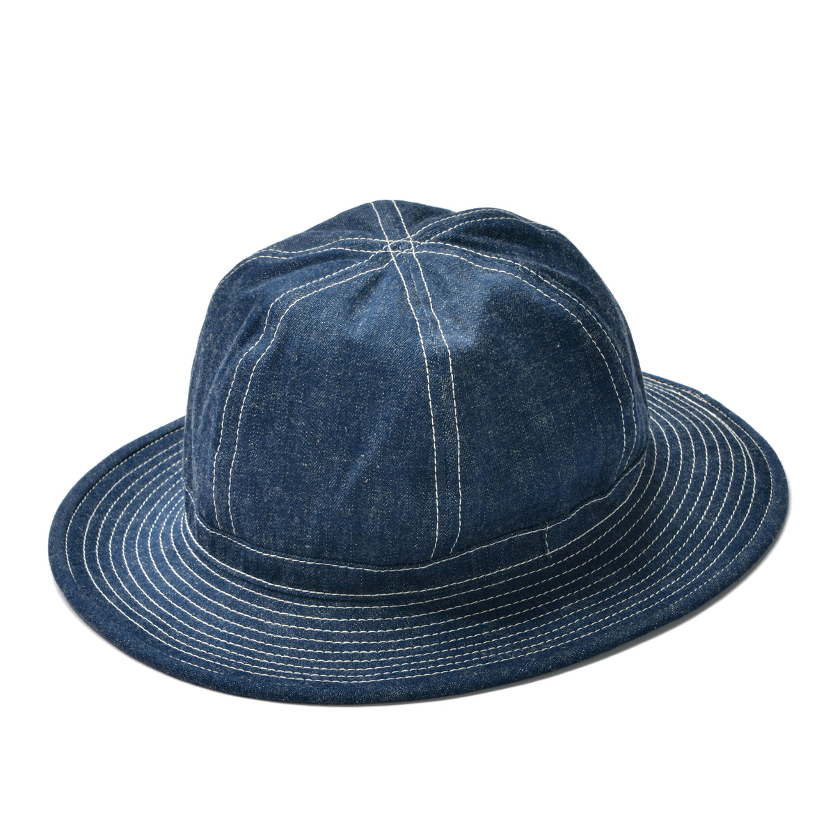 ?HANDMADE BOUTIQUE HAT? Denim Blue Bucket Hat with White Logo TM Logo - Distressed denim bucket hat – The Majority  main image 2