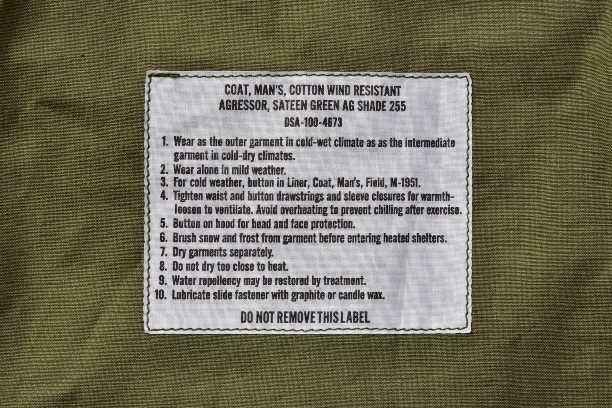 COAT, MAN'S, COTTON WIND RESISTANT AGGRESSOR