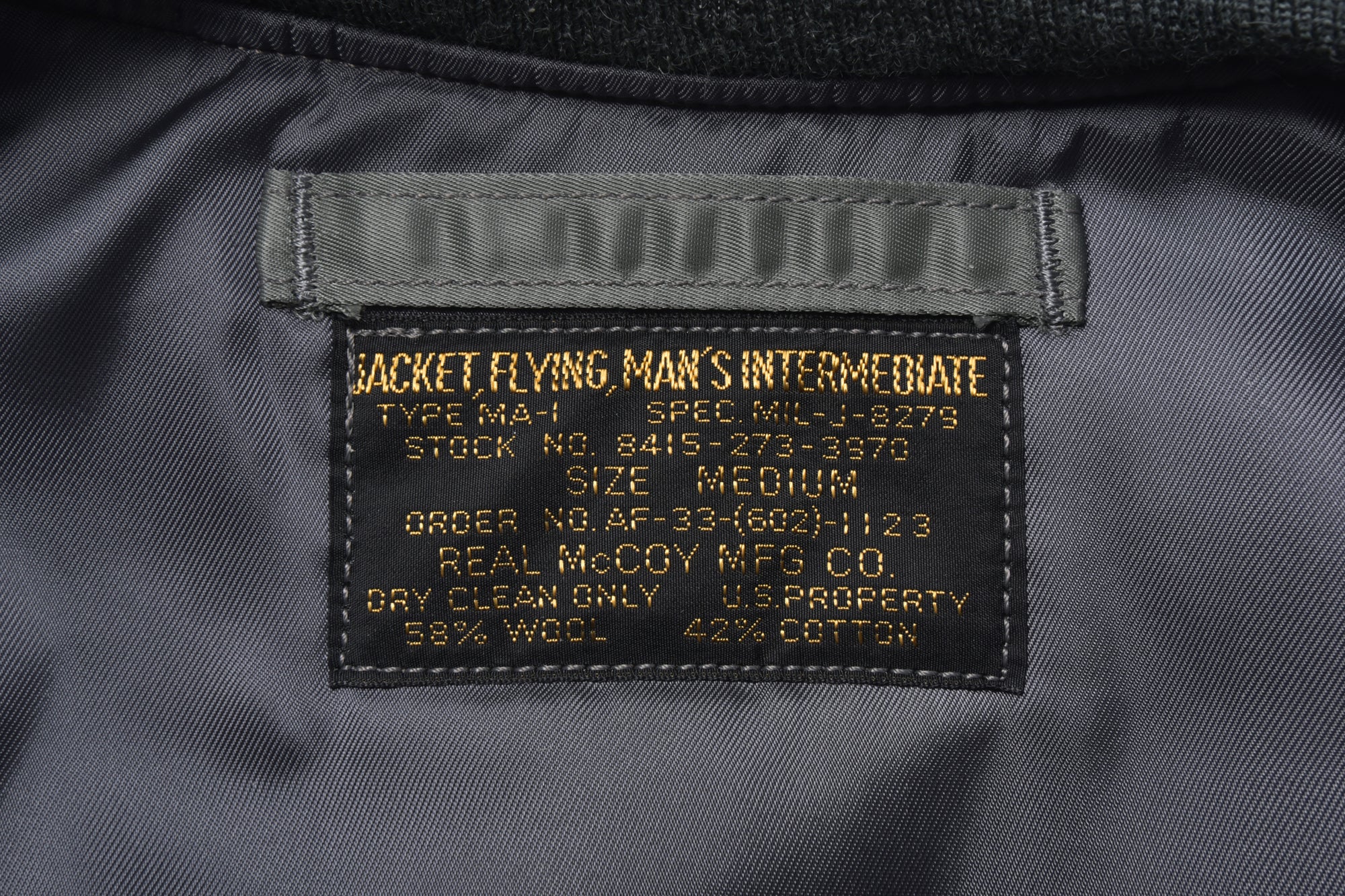 TYPE MA-1 REAL McCOY MFG. CO. / DECAL