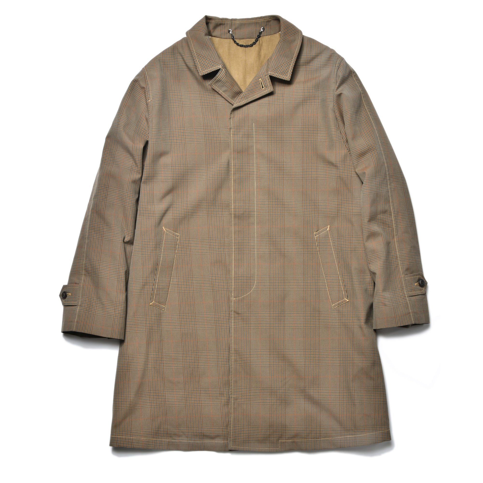 PLAID-CHECK RAIN WEATHER COAT