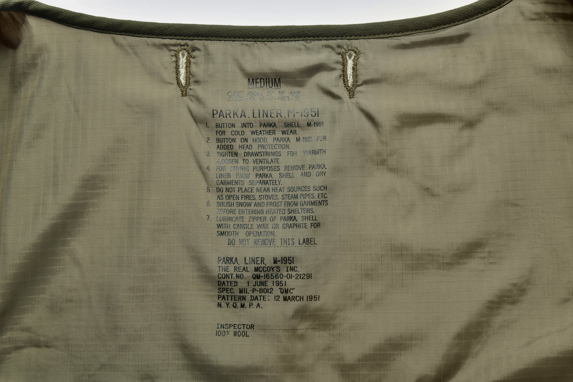 PARKA, LINER, M-1951