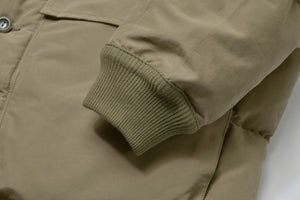 COTTON/NYLON HOODED DOWN JACKET