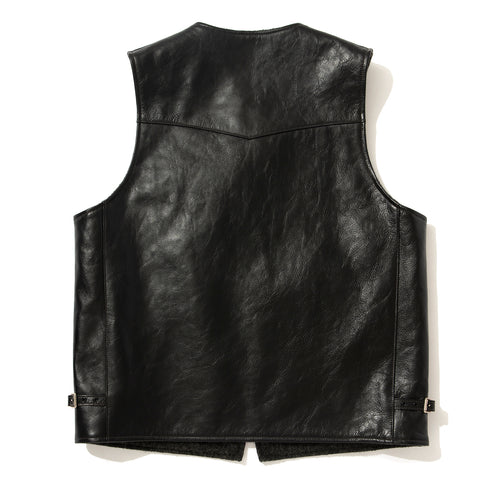 BUCO LEATHER ALPACA VEST - 030 BLACK / 38